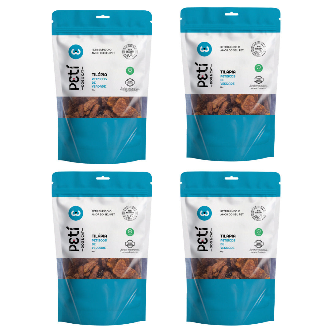 Kit Petisco Natural Tilápia  - 80g  (Total: 320g)